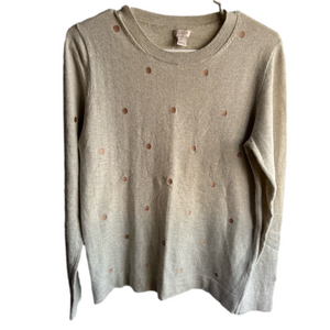 J. Crew Cream and Brown Polka Dot Sweater